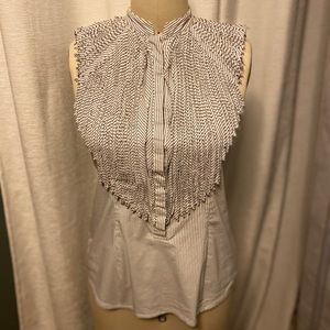 BCBGMaxAzria Stripe Top with Layered Neckline XS